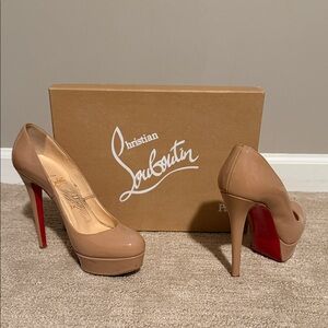 Christian Louboutin Beige Patent Leather Heels